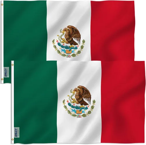 Miniatura 8 de ANLEY Fly Breeze - Bandera de México de 3 x 5 pies, color vivo y a prueba de decoloración, cabecera de lona y doble costura, banderas nacionales