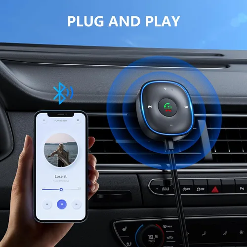 Miniatura 4 de Adaptador auxiliar Bluetooth 5.3 para automóvil, receptor Bluetooth SONRU para automóvil [conexión dual y cancelación de ruido de micrófono]