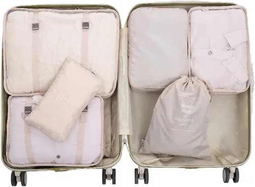 Miniatura 7 de Fxkoolr Juego de 6 cubos de embalaje organizadores de equipaje para viajes beige