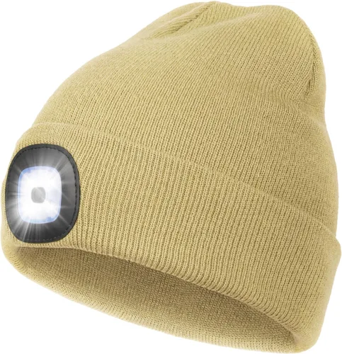 Miniatura 46 de CENSGO Gorro unisex con luz LED recargable por USB, regalos para papá, padre, hombres, marido, cálido gorro de punto