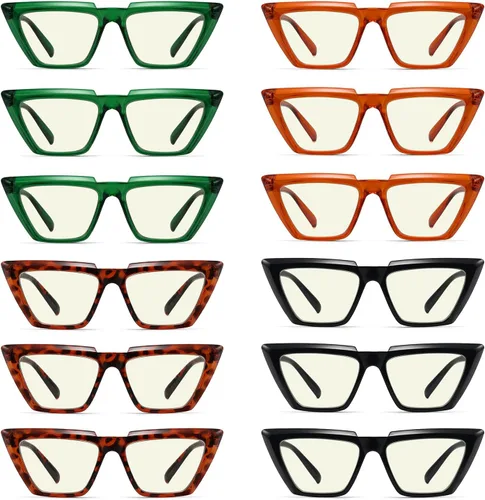 Miniatura 3 de Eyekepper - Pack de 12 lentes con bloqueo de luz azul para lectura y computadora, estilo ojo de gato, para mujeres +0.75