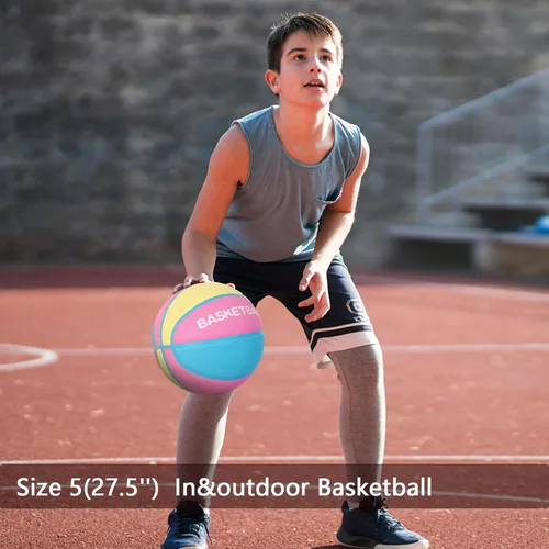 Miniatura 4 de Baloncesto de goma gruesa para niños y jóvenes, tamaño 3/4/5/6/7, para exteriores, colorido, 22/25.5/27.5/28.5/29.5 pulgadas, para regalos