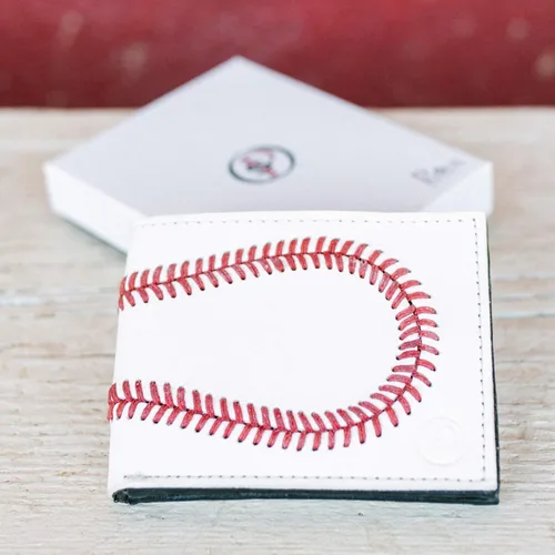 Miniatura 4 de Billetera de cuero de béisbol para hombre de Pro Style Sports, Blanco