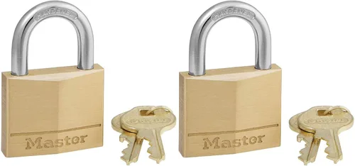 Miniatura 14 de Master Lock 140T Candado de latón sólido con llave, paquete de 2