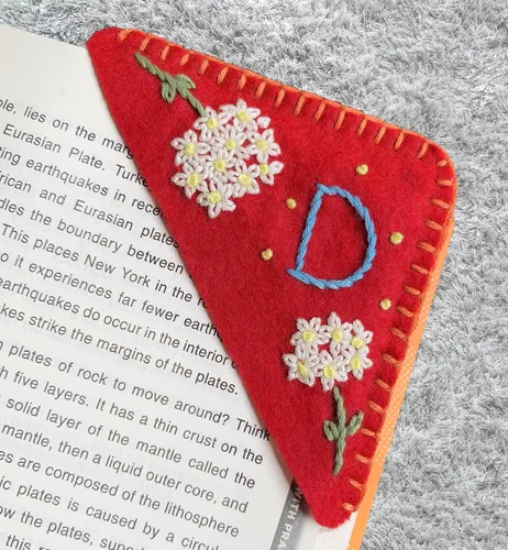Miniatura 55 de Marcapáginas de esquina bordadas a mano personalizadas, Marcadores para mujeres, Marcador personalizado para los amantes de los libros, lindo Verde