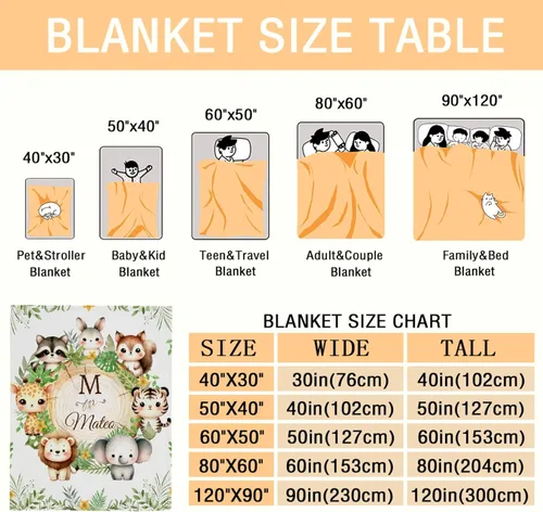 Miniatura 4 de Manta de bebé personalizada para niñas y niños, manta de bebé personalizada con nombre de bosque de animales para niños pequeños, baby shower