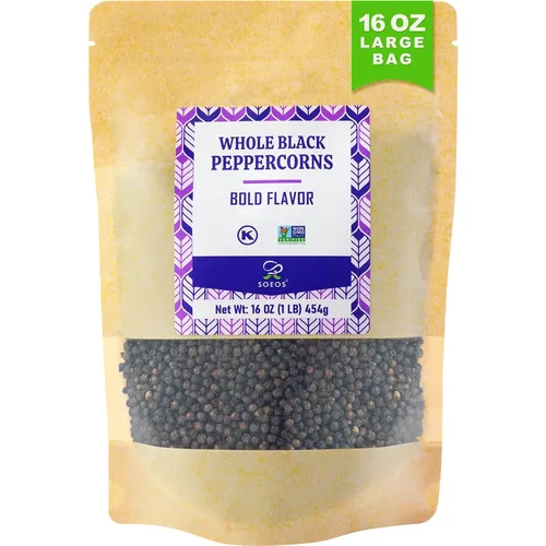Miniatura 7 de Soeos Granos de pimienta arcoíris, 8 onzas (paquete de 1), sin OMG, kosher, empacados para mantener los granos de pimienta frescos, pimienta