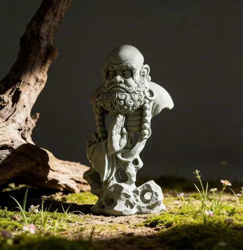 Miniatura 4 de livelyfish Estatua de Buda meditante, pecera, estatuas de Buda zen, figuras de pensador de piedra arenisca para acuario, jardín, decoración
