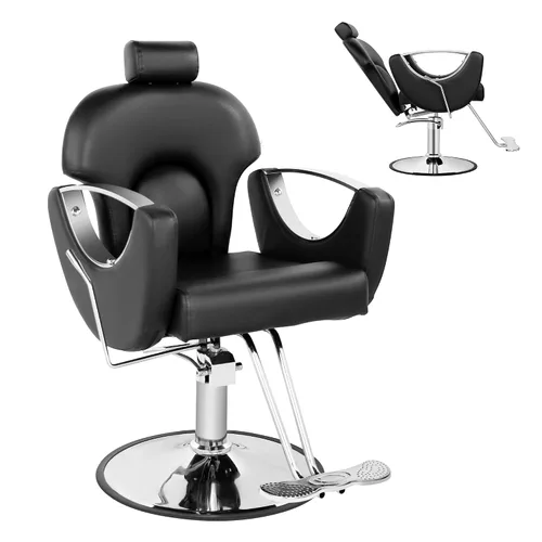 Miniatura 9 de Silla de peluquería de salón, silla de peluquería con bomba hidráulica de altura ajustable, sillas reclinables profesionales, silla de belleza