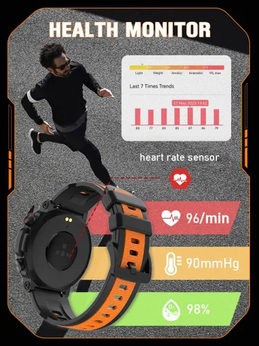 Miniatura 2 de Loluka Relojes inteligentes militares para hombres, reloj inteligente táctico, responder llamadas, monitor de frecuencia cardíaca, rastreador
