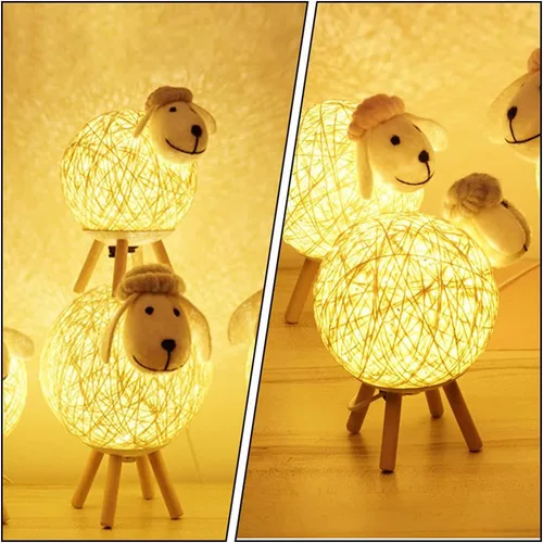 Miniatura 8 de JOEBO Lámpara de noche de alpaca, lámpara de escritorio, lámpara de lectura, mesa de cama ajustable, luz decorativa de oveja, lámpara de noche