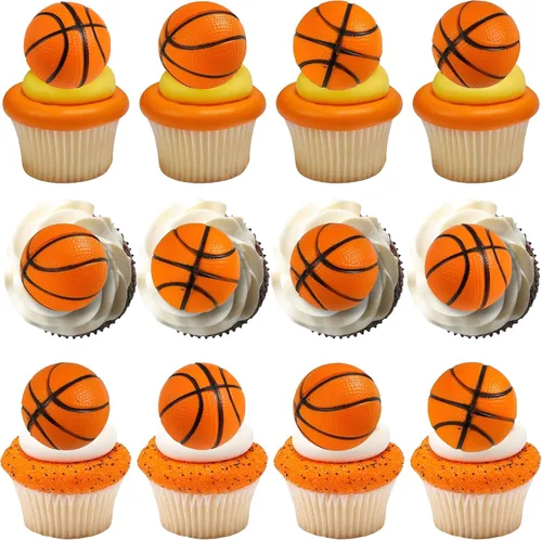 Miniatura 11 de 1 paquete de decoración de pastel de baloncesto con purpurina para fanáticos de la NBA, temática de baloncesto, selección de pastel de cumpleaños