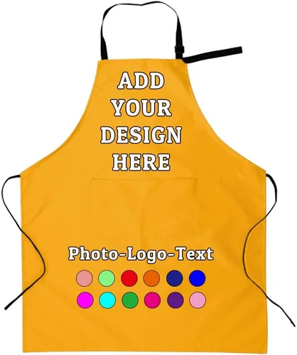 Miniatura 11 de Delantal personalizado para adultos, delantales personalizados con bolsillos, añade tu logotipo y foto, delantal impermeable ajustable personalizado