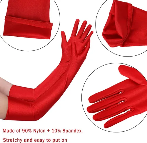 Miniatura 6 de Guantes largos de fiesta de ópera para mujer, guantes de satén de los años 20 y 20, disfraces hasta el codo, vestido de noche nupcial, 22 pulgadas