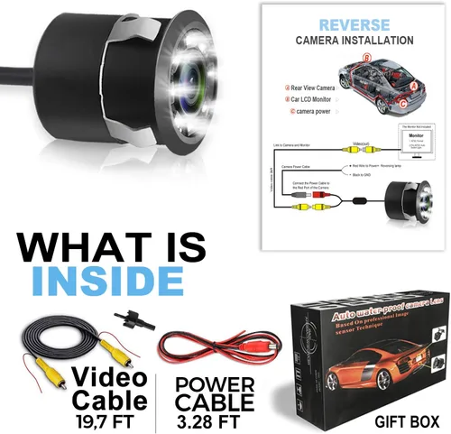 Miniatura 6 de Cámara de respaldo, cámara de visión trasera integrada JPP impermeable, cámara LED de visión nocturna, cámara inversa para camión, automóvil