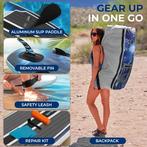Miniatura 7 de SereneLife 10’6” Inflatable Stand Up Paddle Board with Premium SUP Accessories - 32” Wide Stable Design with Non-Slip EVA Deck Pad, for Youth and