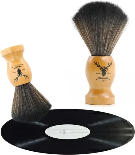 Miniatura 10 de Limpiador de discos de vinilo pequeño con mango de madera, cepillo para discos de vinilo para accesorios de limpieza antiestáticos (ciervo marrón)
