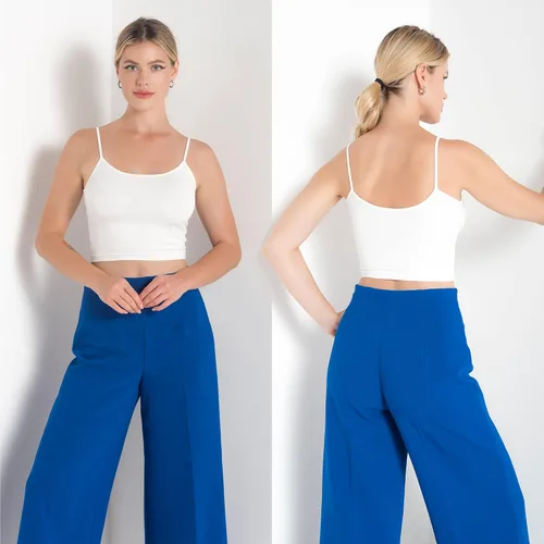 Miniatura 3 de Camisetas cortas para mujer, largas, blancas, negras, sexy, lindas, de entrenamiento, tirantes delgados, recortadas, de cintura alta, paquete de 2