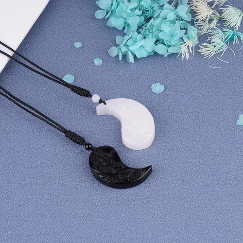 Miniatura 3 de ASGIFT Collar de la suerte de obsidiana, dije de protección de amuleto de piedra de poder con cadena de cuentas ajustable, cristal curativo, regalo