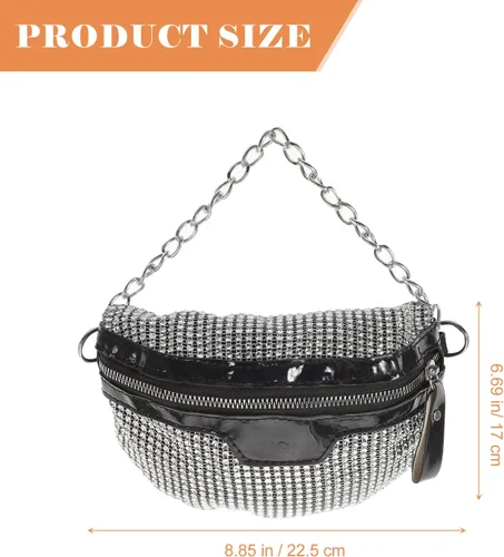 Miniatura 2 de Amosfun Riñonera con diamantes de imitación 10-12 para niñas con brillantina, 1 bolsa versátil cruzada para el pecho, bolsa de cintura para viajes