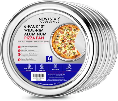 Miniatura 10 de New Star Foodservice 50868 Bandeja/Sartén para pizza, con borde ancho, de aluminio, 20.3 cm, paquete de 6