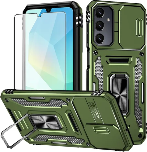 Miniatura 7 de Para Samsung Galaxy A16 5G Funda con Protector de Pantalla y con Cubierta de Cámara, Soporte Giratório de 360° Grado Militar (Resistente) Protector