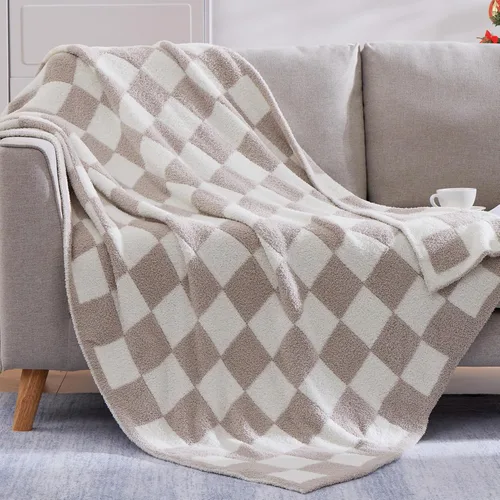 Miniatura 61 de WRENGONGE - Manta a rayas de color caqui, suave, acogedora, mullida, cálida, para sillón, sofá, cama o viajes, ligera, 50 x 70 pulgadas, regalo
