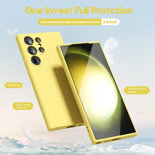 Miniatura 3 de Oakxco Funda para teléfono Samsung Galaxy S23 Ultra con agarre de silicona líquida, linda delgada fina cubierta de gel suave de goma TPU