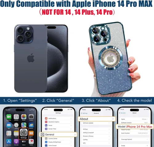 Miniatura 316 de Misscase Funda magnética con purpurina para iPhone 11 compatible con MagSafe, protección completa, delgada, a prueba de golpes, antiarañazos