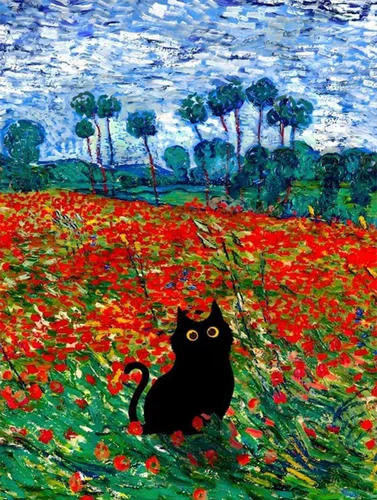 Miniatura 9 de Kits de pintura de diamantes para adultos, pintura de diamante de gato negro 5D, arte de diamantes para adultos, diamantes redondos de taladro