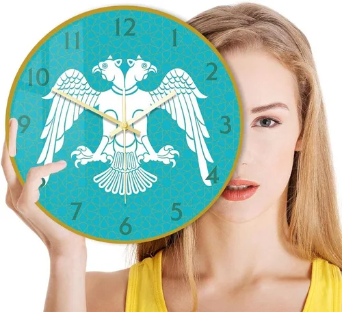 Miniatura 9 de The Geeky Days Reloj de pared de cuarzo silencioso de 12 pulgadas, selyúcida con diseño de águila de doble cabeza, diseño de impresión acrílica