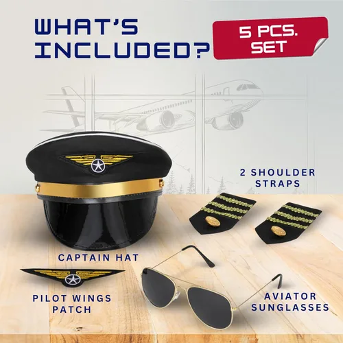 Miniatura 3 de Dress Up America Conjunto de disfraz de piloto - Conjunto de accesorios de disfraz de piloto de aerolínea para niños y adultos