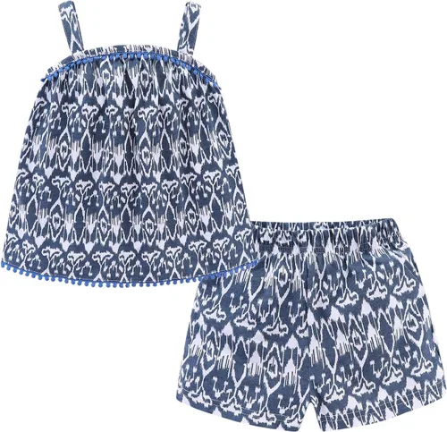 Miniatura 86 de LittleSpring Conjunto de verano para niñas con camiseta sin mangas y pantalones cortos florales