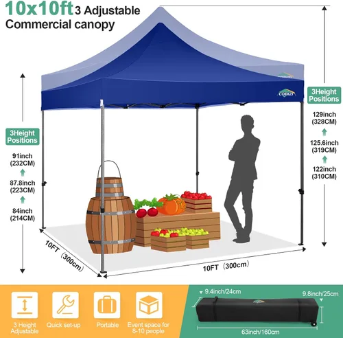 Miniatura 98 de COBIZI Tienda de campaña desplegable de 6.6 x 6.6 pies, toldo resistente, fácil de instalar, impermeable, para exteriores, fiestas, playa, jardín