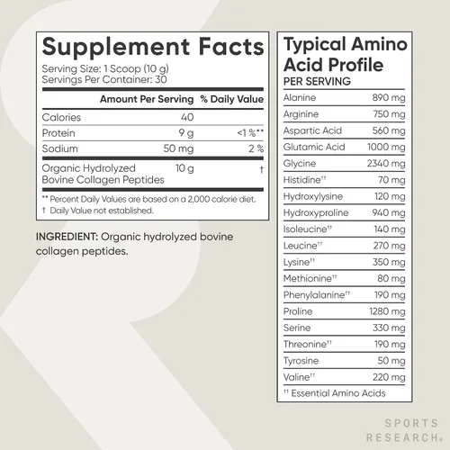 Miniatura 5 de Sports Research® Péptidos de colágeno orgánico - Polvo de proteína de colágeno hidrolizado tipo I y III hecho de manera sostenible a partir de vacas