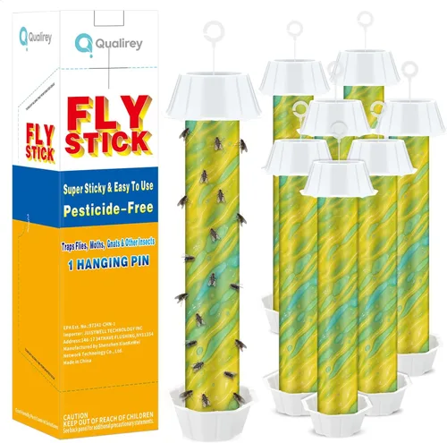 Qualirey 8 trampas para moscas para interiores y exteriores, trampa adhesiva para moscas de frutas, para insectos domésticos, 10 x 2.5 pulgadas