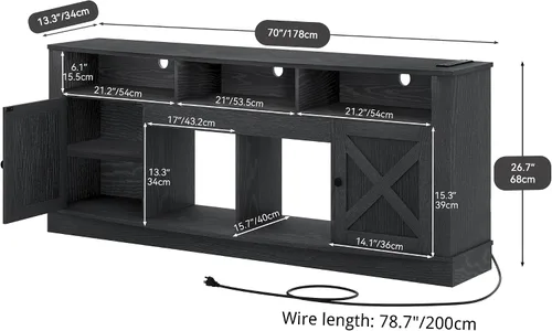 Miniatura 2 de YITAHOME Soporte de TV para TV de 75/80 pulgadas, Centro de Entretenimiento Negro de 70 pulgadas de ancho, Mueble de Medios Mesa de TV con Toma
