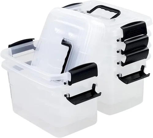 Miniatura 7 de Paquete de 6 cajas de almacenamiento de 5.5 cuartos de galón con tapas, pequeños contenedores de almacenamiento de plástico con asa