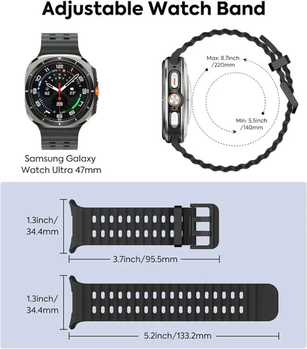 Miniatura 2 de MoKo Correa deportiva compatible con Samsung Galaxy Watch Ultra Band de 1.850 in (2024) para mujeres y hombres, correa de reloj impermeable