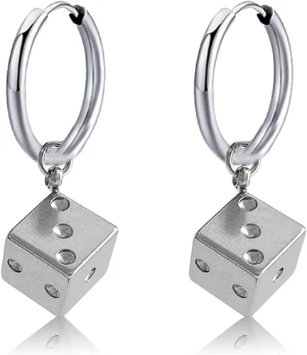 Punk Cool - Aretes de aro colgantes de acero inoxidable 3D para mujeres y hombres, para fiesta de club nocturno