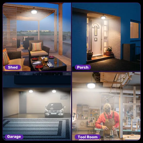 Miniatura 8 de Luz Solar de Cobertizo para Interiores y Exteriores, Lámpara Colgante de 244 LED con Iluminación de 360°, Sensor de Movimiento, Impermeable, Luces