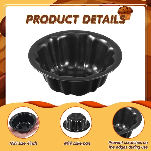 Miniatura 3 de Ctosree 8 piezas de 4 pulgadas estriado mini molde para pasteles antiadherente estriado molde de acero al carbono tubo de metal horno horno molde
