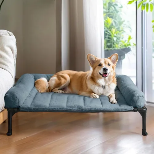 Miniatura 7 de Veehoo Cama elevada ortopédica para perros con cojín de felpa esponjosa, camas elevadas para perros grandes, sofá suave para mascotas