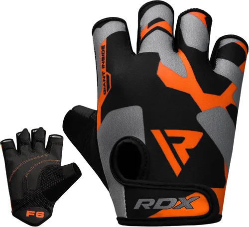 Miniatura 8 de RDX Guantes de levantamiento de pesas para gimnasio, entrenamiento de fitness, palma acolchada antideslizante, equipo de entrenamiento de fuerza