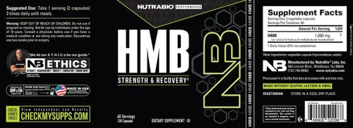 Miniatura 5 de NutraBio Suplemento HMB, aminoácidos, 1000 mg, 120 cápsulas