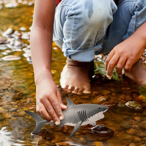 Miniatura 7 de Schleich Wild Life - Figura realista de gran tiburón blanco - Juguete de tiburón oceánico duradero y educativo para niños y niñas, para jugar