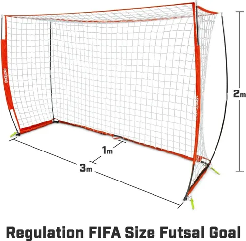 Miniatura 2 de GoSports Portería de fútbol sala ELITE - Tamaño 3 M x 2 M, marco plegable tipo arco y red - Juega y entrena como los profesionales, incluye bolsa