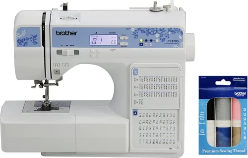 Miniatura 8 de Máquina computarizada Brother CS7205, 150 puntadas integradas, 1 fuente, mesa ancha, 11 pies de costura, color blanco