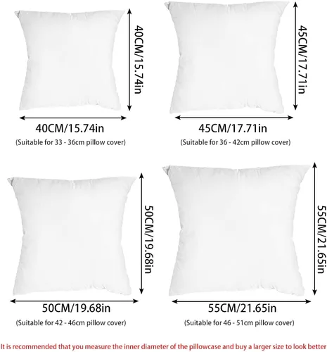 Miniatura 2 de Eforcase Inserto de almohadas de 18 x 18 pulgadas, insertos de almohada para sofá, silla, inserto cuadrado para fundas de almohada para fundas