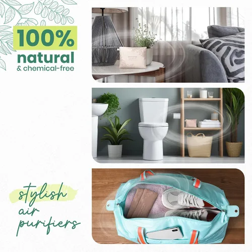 Miniatura 3 de Roonin Bolsas de carbón de bambú absorbentes de olores (paquete de 5), purificador de aire natural y desodorante seguro para mascotas para el hogar